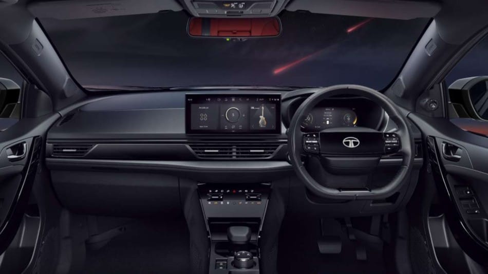 tata nexon ev red dark edition interior design